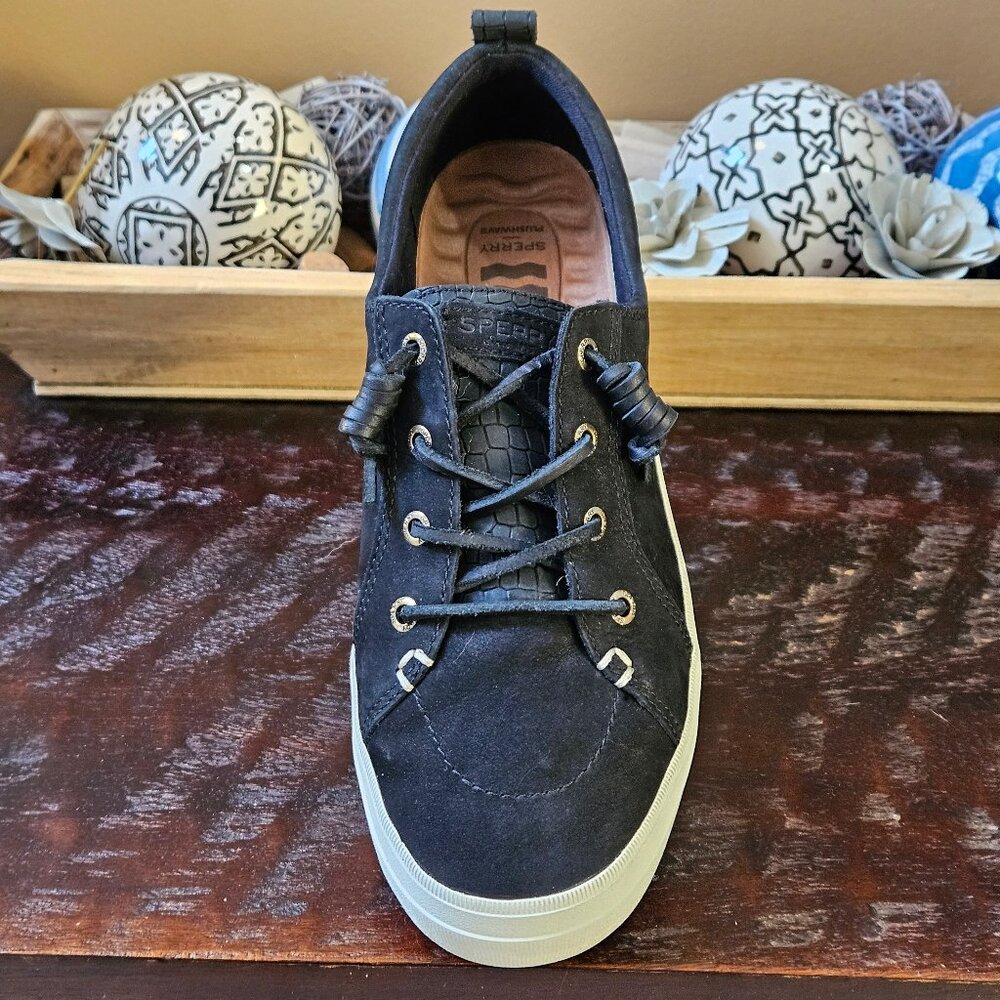 Sperry Women's Crest Vibe Plushwave Black Snake Nubuck Leather Sneakers, Sz 9 - Picture 9 of 16